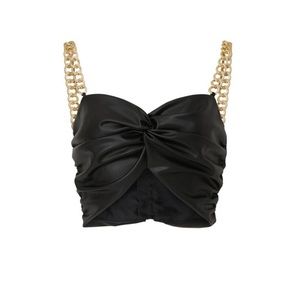 Amur Faux Leather Crop Top